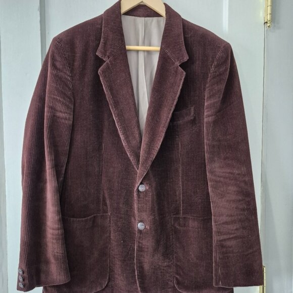 Jack Fraser Vintage 70s Corduroy Blazer Jacket Chocolate Brown Sz 42S - Picture 1 of 14